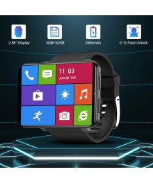 TICWRIS Andriod Smart Watch, GPS Android Smartwatch, 4G LTE with 2.86&#34; Touch Screen, Face Unclok Phone Watch with 2880mAh Battery, IP67 Waterproof Sport Watch,3GB+32GB Andriod Watch for Men (Black)
