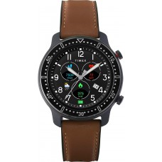 Timex Metropolitan R AMOLED Smartwatch with GPS &amp; Heart Rate 42mm Black with Brown Leather &amp; Silicone Strap